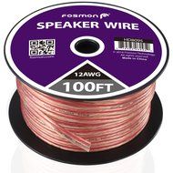 Fosmon [12 Gauge | 50ft] AWG Copper-Clad Aluminum (CCA) Speaker Wire with Red Polarity Mark N5