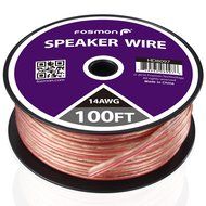 Fosmon [12 Gauge | 50ft] AWG Copper-Clad Aluminum (CCA) Speaker Wire with Red Polarity Mark N6