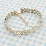 Choker Women Punk Lucky Grass Necklace Plastic Gold Silver Rhinestone Party N2