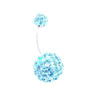 Dedegui Silver Bar Pink Blue Gems Bling 16g Belly Button Navel Ring Body Piercing Jewelry N2