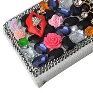 Note 5 Case, Galaxy Note 5 Case,Yaheeda Premium PU Leather [3D Metal Accessory ] Bling Diamond Crystal [Card Slot... N41