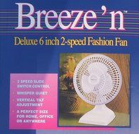 White 6 Inch, 2-Speed, Deluxe Electric Tabletop / Desk Fashion Fan