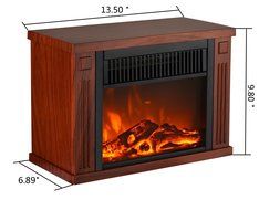 3G Plus 14" Mini Electric Fireplace Hearth Portable Heater Log Fuel Effect, 1000 Watt&mdash;Black N5
