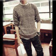 Spritech(TM) Men's Fashion Comfort Autumn Knitting Round Neck Pullover Sweater Coffee XL N5