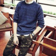 Spritech(TM) Men's Fashion Comfort Autumn Knitting Round Neck Pullover Sweater Coffee XL N6