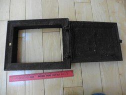 The Vaughn Foundry Co Stove cleanout door Cast iron Norwich Antique wall insert N6