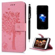 iPhone 7 Plus Case (5.5 inch) - Wallet Flip Folio Stand Case Embossed Flower Tree PU Leather Case Shockproof Soft... N76
