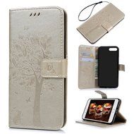 iPhone 7 Plus Case (5.5 inch) - Wallet Flip Folio Stand Case Embossed Flower Tree PU Leather Case Shockproof Soft... N79