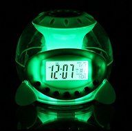 New Arrival Charming LED Light LCD Screen Multi 7 Color Changing Natural Sound Alarm Clock Calendar Temperature...