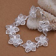 Charm Bangle Chain Bracelet New Women's Jewelry 925 Silver Plated Crystal Cuff N2