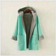 Spritech(TM) Fashion Women's Lambs Wool Lined Warm Coats Nine Point Sleeve Warm Jacket Outwear Winter Green XL N3