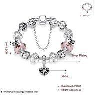 Women 925 Sterling Silver Plated Crystal Love Heart Flower Bracelet Jewelry N5