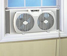 Dual Blade 9-Inch Twin Window Fan with Cover Portable Reversible Airflow, White N3