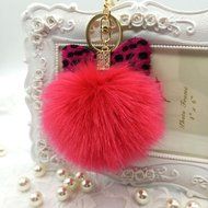 AutumnFall&reg; Fluffy Faux Rabbit Fur Ball Charm Car Keychain Handbag Key Ring (# 14) N7