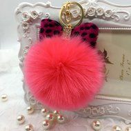AutumnFall&reg; Fluffy Faux Rabbit Fur Ball Charm Car Keychain Handbag Key Ring (# 14) N9