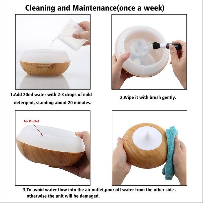Essential Oil Diffuser, TWOPAGES &reg; 300ml Wood Grain Cool Mist Ultrasonic Humidifier with 4 Timer Settings for... N3