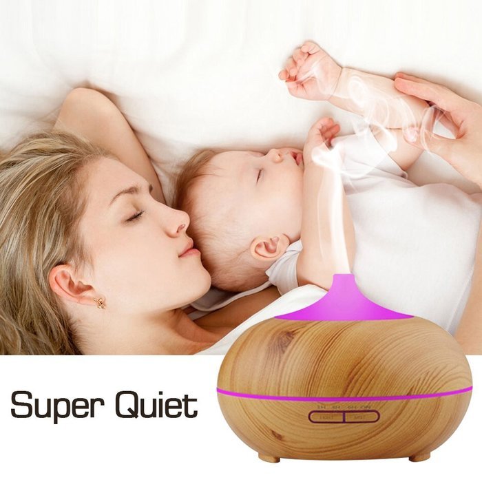 Essential Oil Diffuser, TWOPAGES &reg; 300ml Wood Grain Cool Mist Ultrasonic Humidifier with 4 Timer Settings for... N4