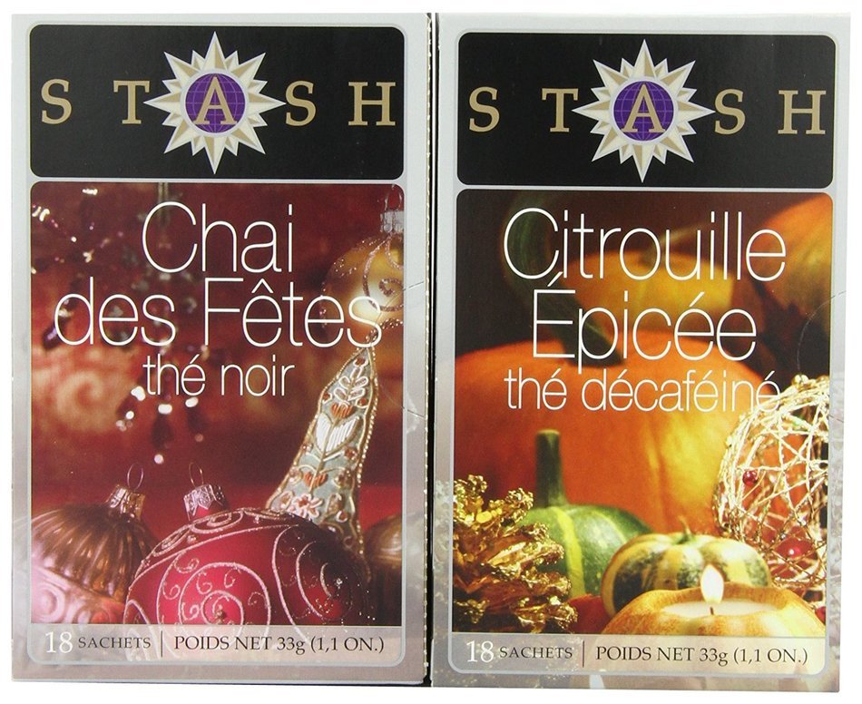 Stash Tea, Chai & Decaf Pumpkin Spice Holiday Twin Pack, 18 Tea Bags Each, N7