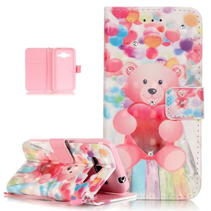 Galaxy Core Prime Case,ikasus Shiny Glitter Diamond Colorful Art Painting PU Leather Flip Wallet Pouch Stand Credit... N3