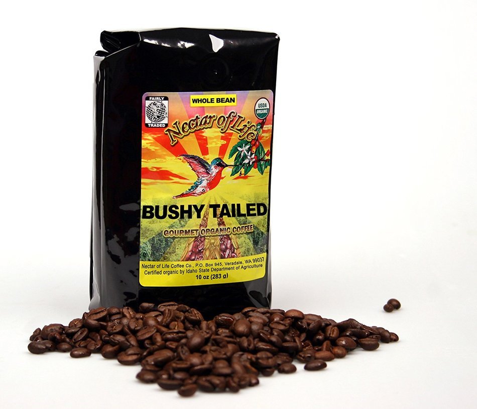 Bushy Tailed Dark Roast Coffee, from Nectar of Life. Whole Bean Coffee. Full Body. Thick & Citrus Spicy. Nicaragua... N5