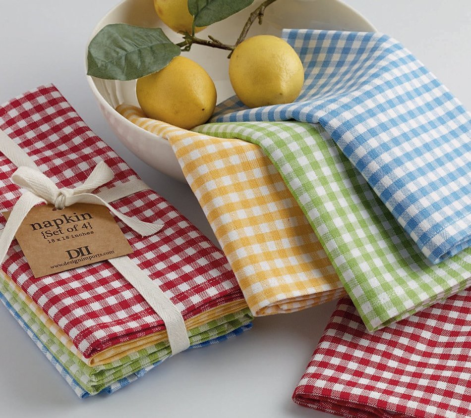 DII 100% Cotton, Basic Everyday 18x18" Buffet Napkin, Set of 6, Multi Color Zig Zag N2