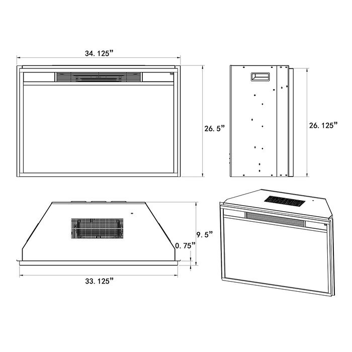 AKDY&reg; 33" Freestanding Electric Heater Fireplace Log Set w/ Remote Control AZ-EF05-33 N2
