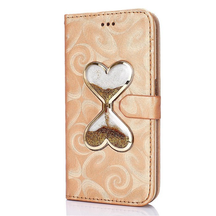 Galaxy S6 Case,Galaxy S6 Wallet Case, PHEZEN Bling Liquid Glitter Love Heart Floating 3D Hourglasses Luxury Pu... N22