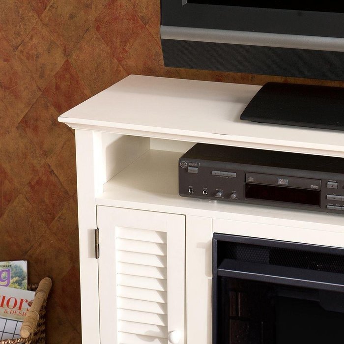 Gabriella 48 in. Freestanding Media Corner Electric Fireplace Console in Antique White, Firebox front: 23 in....
