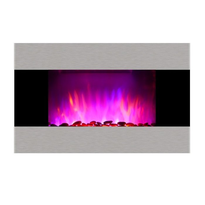 Finether 1500W Adjustable Wall Mounted Electric Fireplace Heater with 3D Patented Flame, 7 Color Changeable LED... N12