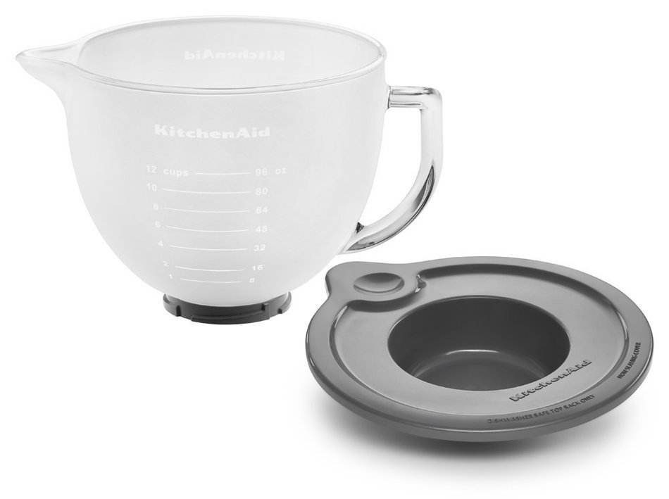 KitchenAid K5GBF Tilt-Head Frosted Glass Bowl with Measurement Markings and Lid, 5-Quart N2