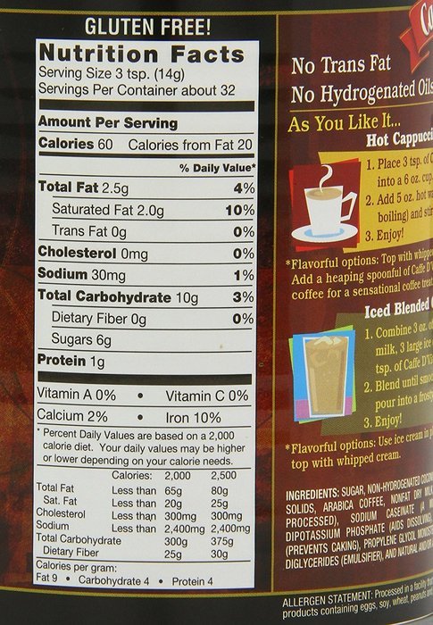 Caffe D'Vita Amaretto Instant Cappuccino, 16-Ounce Canisters (Pack of 6) N64