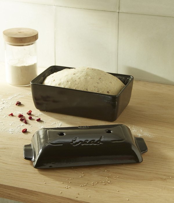 Emile Henry Made In France Flame Bread Loaf Baker, 9.4 x 5", Charcoal N5