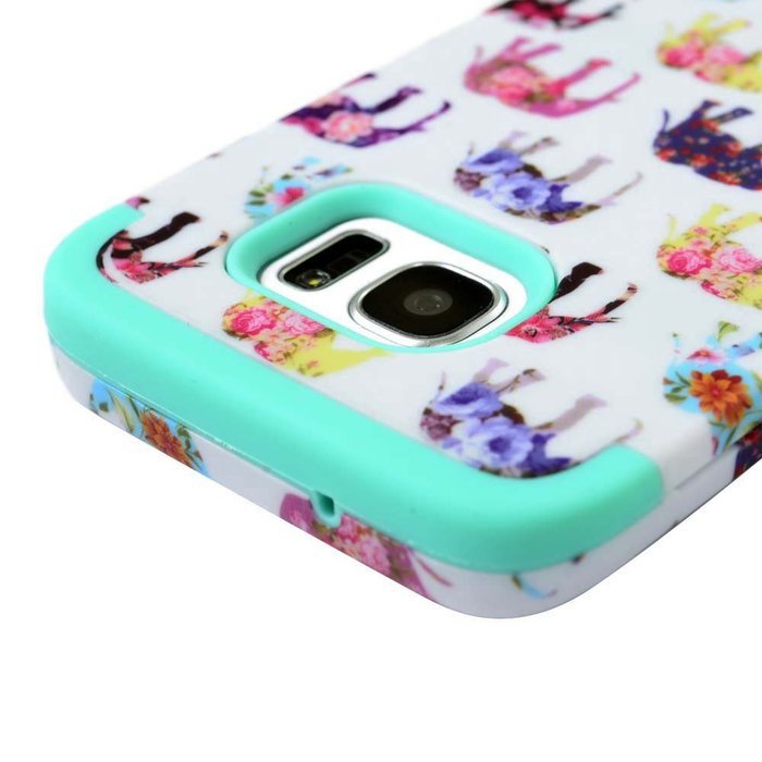 Badalink Galaxy S7 Edge Case Soft TPU Shockproof Rubber Skin Gel Inner Case + Full Edge Easy Grip Cute Elephants... N22