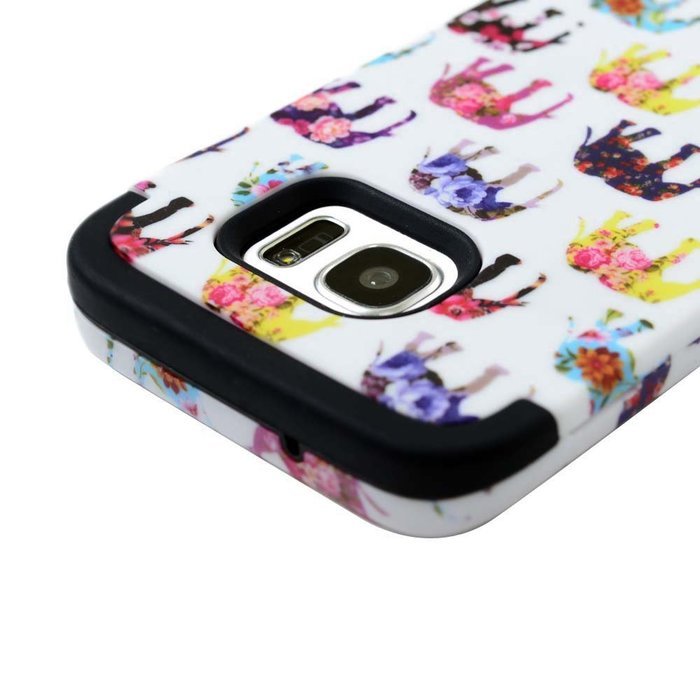 Badalink Galaxy S7 Edge Case Soft TPU Shockproof Rubber Skin Gel Inner Case + Full Edge Easy Grip Cute Elephants... N25