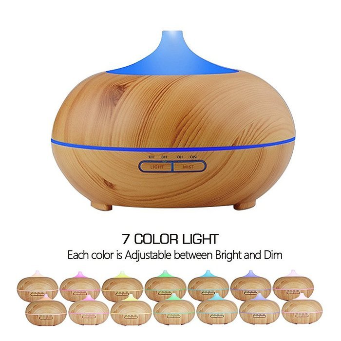 Essential Oil Diffuser, TWOPAGES &reg; 300ml Wood Grain Cool Mist Ultrasonic Humidifier with 4 Timer Settings for... N5