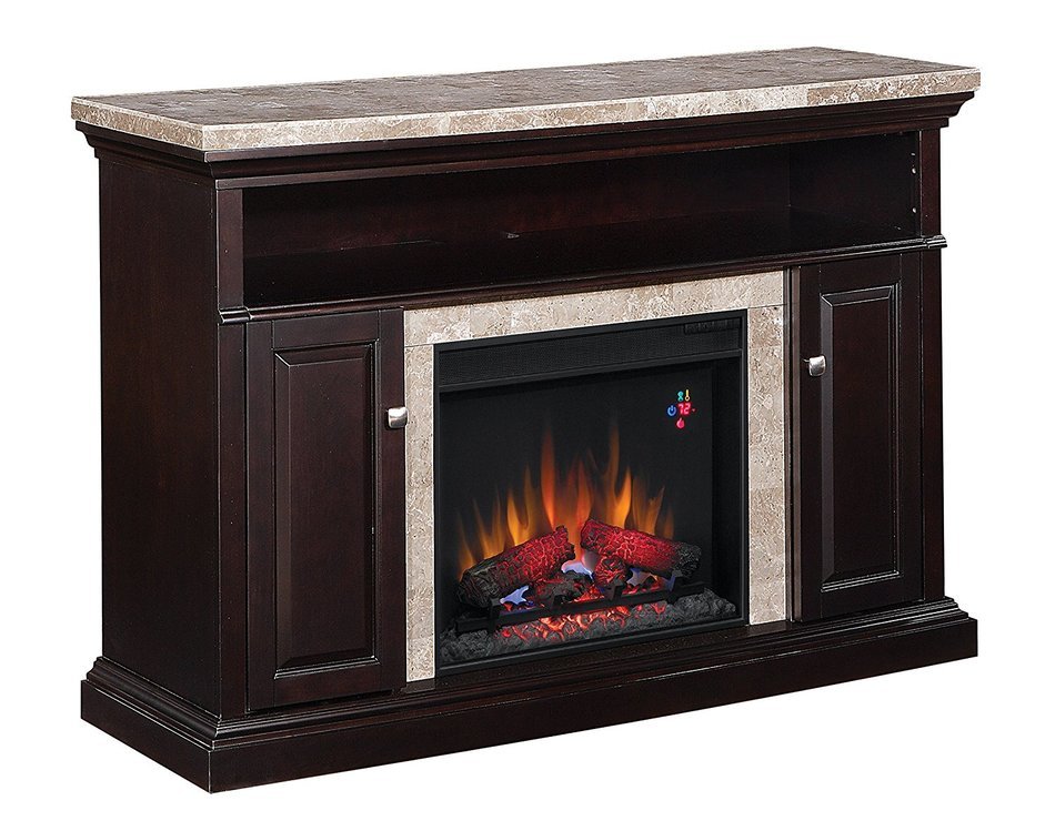 ClassicFlame 23MM1424-X445 Brighton TV Stand for TVs up to 60", Coffee Black (Electric Fireplace Insert sold separately) N2