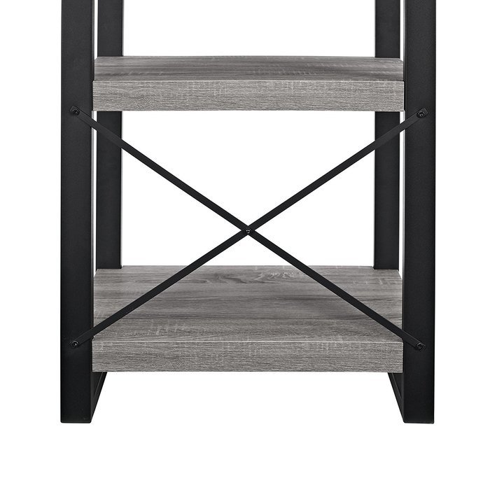 WE Furniture 62" Industrial Wood Media Tower, Driftwood N2