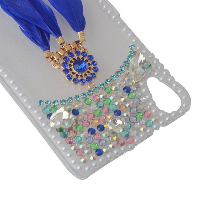 HTC Desire 626 Case,Yaheeda 3D Pearls Sparkle Plume Feather Chain Fashion Bling PC Hard Case for HTC Desire 626 N54