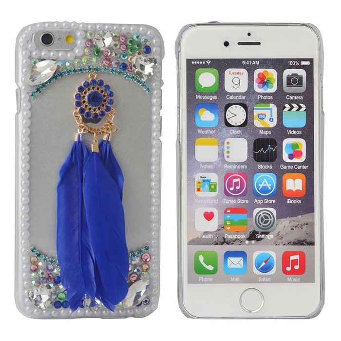 HTC Desire 626 Case,Yaheeda 3D Pearls Sparkle Plume Feather Chain Fashion Bling PC Hard Case for HTC Desire 626 N61