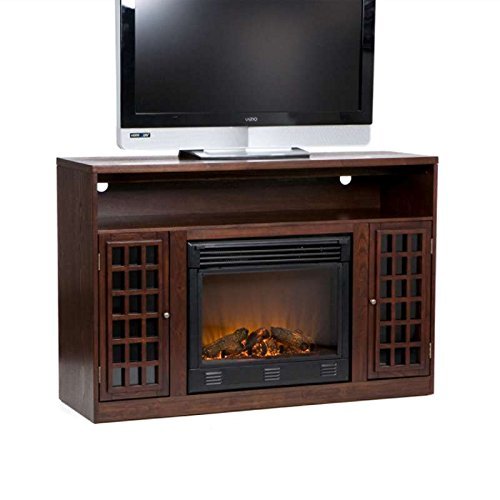 Espresso Media Tv Stand Console Electric Fireplace Mantle