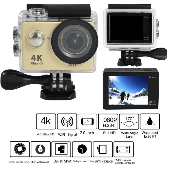 Action camera H9R Ultra HD 4K / 25fps WiFi 2.0" 170D pro Helmet Cam underwater waterproof camera go Sport cam...