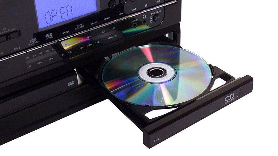 Jensen All-In-One Hi-Fi Stereo CD Player Turntable & Digital AM/FM Radio Tuner Tape Cassette Player Mega Bass...