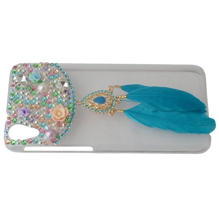 HTC Desire 626 Case,Yaheeda 3D Pearls Sparkle Plume Feather Chain Fashion Bling PC Hard Case for HTC Desire 626 N67