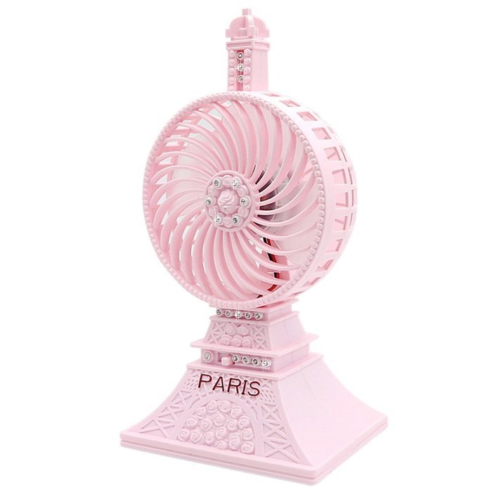 ZXK CO Portable USB Desktop Fan Eiffel Tower Rechargeable Table Fan Built-in Li-ion Battery Cooling Fan ideal... N16
