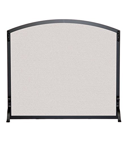 Flat Fireplace Screen With Arched Top, in Matte Black