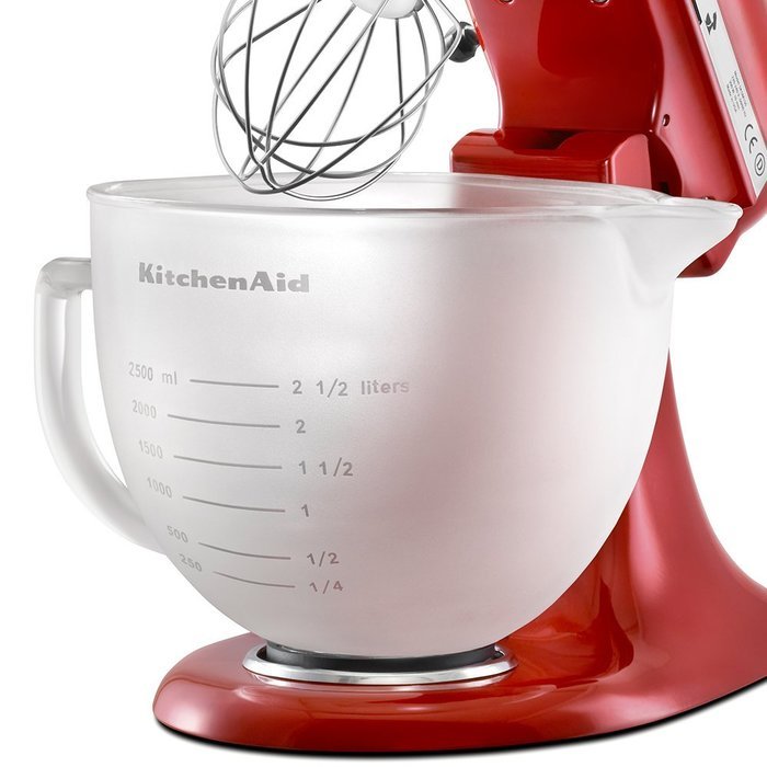 KitchenAid K5GBF Tilt-Head Frosted Glass Bowl with Measurement Markings and Lid, 5-Quart N3