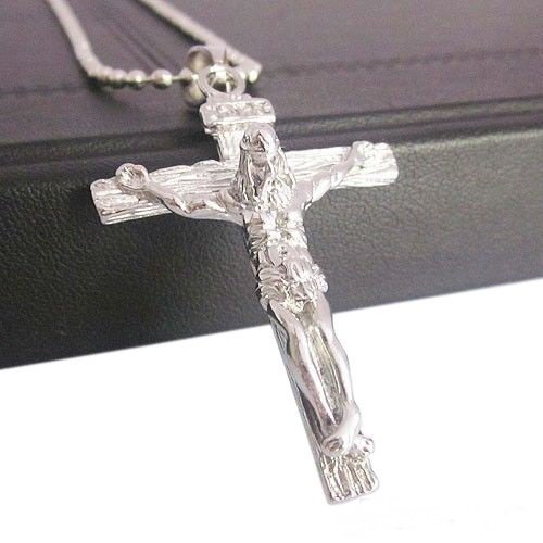 Men's Hot Chic Trendy Stainless Steel Silver Jesus Cross Chain Pendant Necklace N2