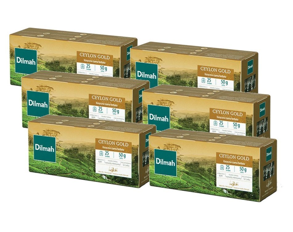 Dilmah, Ceylon Gold, 100% Pure Ceylon Single Origin Tea, 25-count Tea Bags (Pack of 6) N3