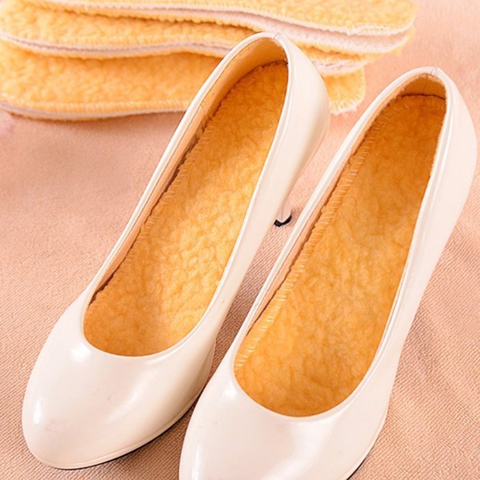 Spritech(TM) Soft Winter Warm Thickening Yellow Imitation Wool Insole for Women and Men N3