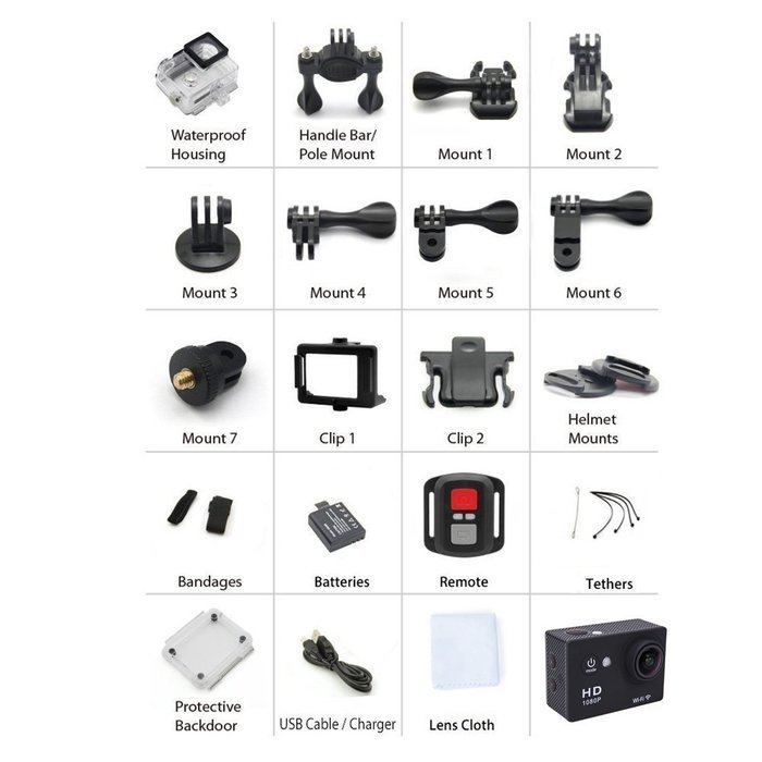 4K Ultra HD Wifi & HDMI Action Sports Camera Sport DV Dual LCD Screens & Waterproof Wrist Remote-Wifi Cam DV-Wrist... N4